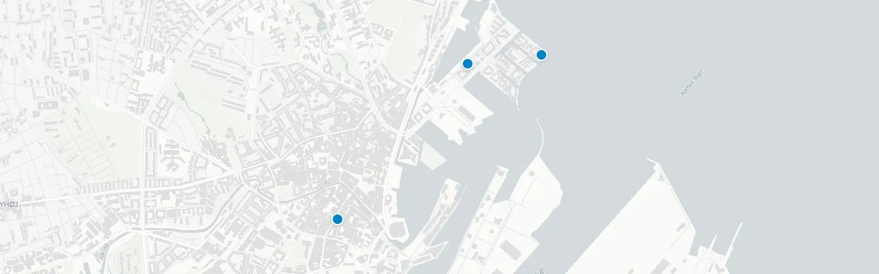 Map of rooftop venues in Aarhus