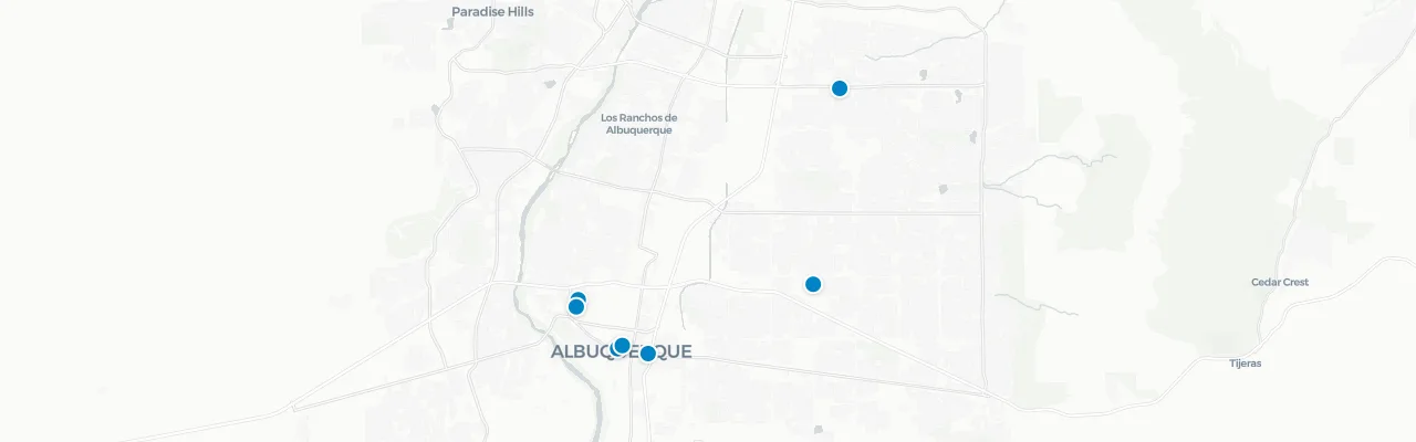 Map of rooftop venues in Albuquerque