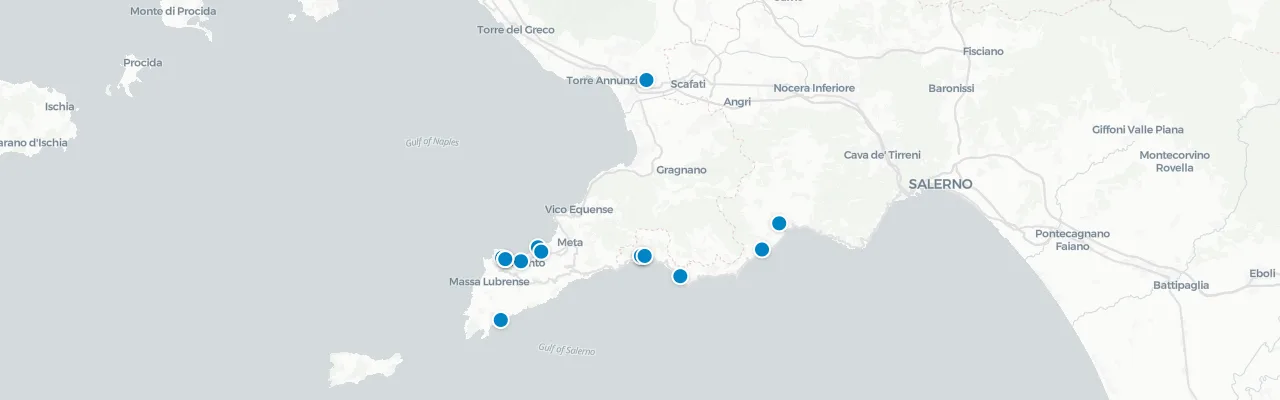 Map of rooftop venues in Amalfi Coast