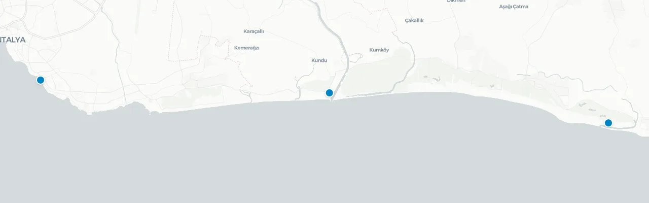 Map of rooftop venues in Antalya