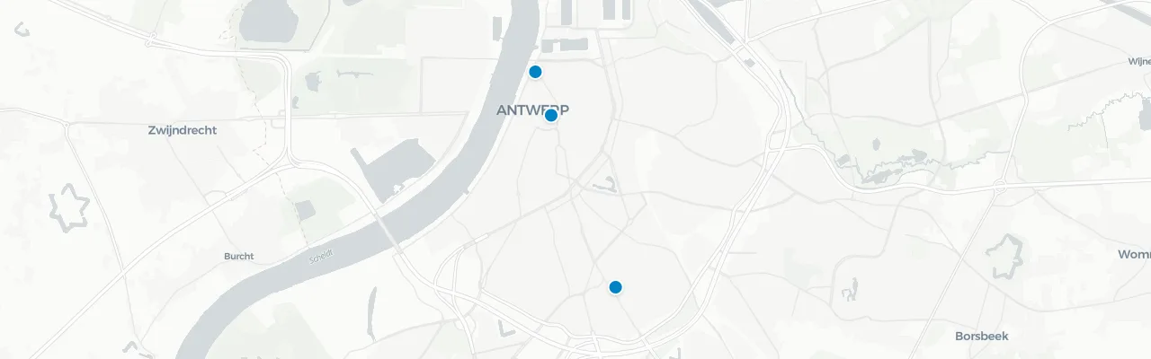 Map of rooftop venues in Antwerp