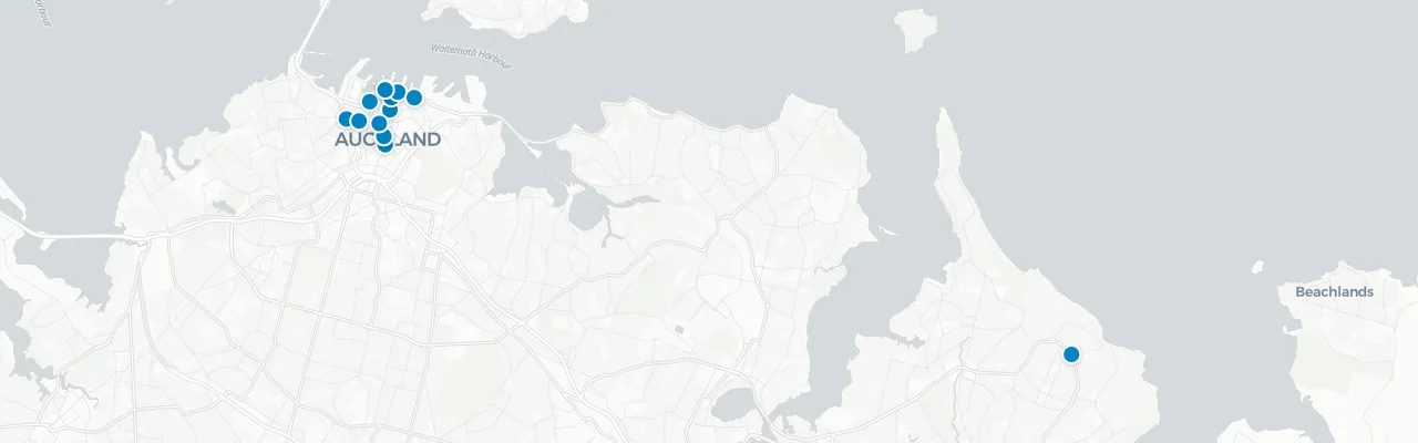 Map of rooftop venues in Auckland