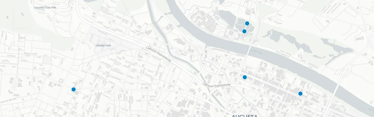 Map of rooftop venues in Augusta