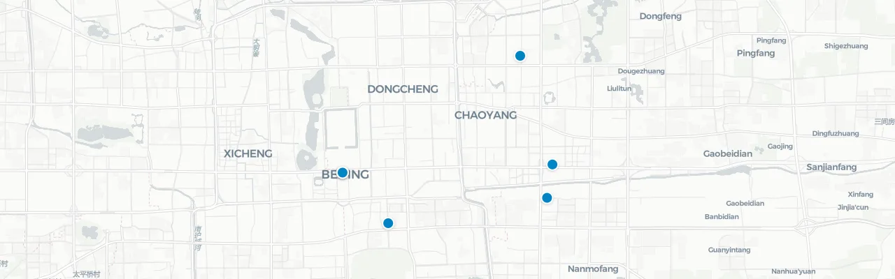 Map of rooftop venues in Beijing