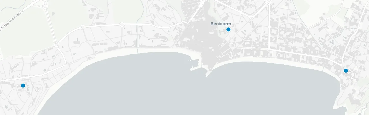 Map of rooftop venues in Benidorm