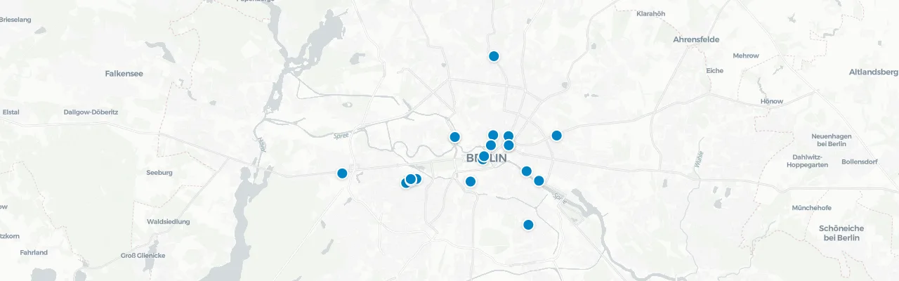 Map of rooftop venues in Berlin