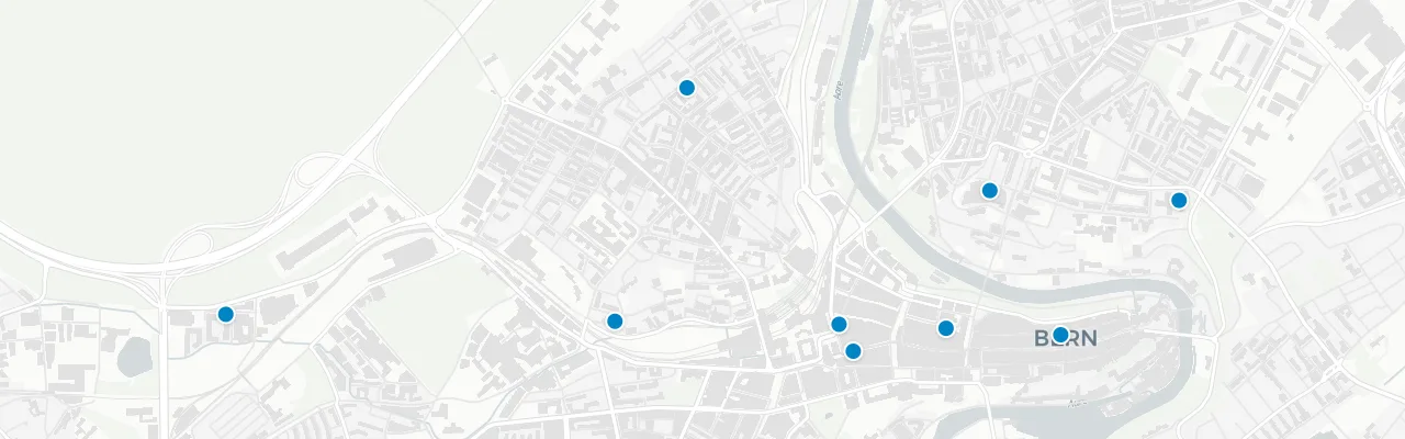 Map of rooftop venues in Bern