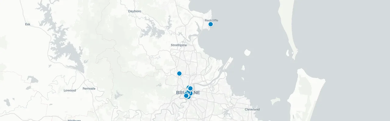 Map of rooftop venues in Brisbane