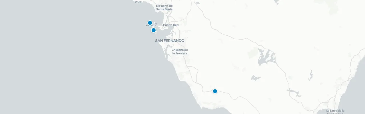 Map of rooftop venues in Cadiz