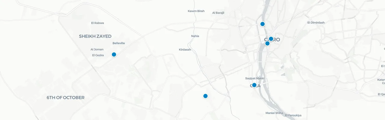 Map of rooftop venues in Cairo