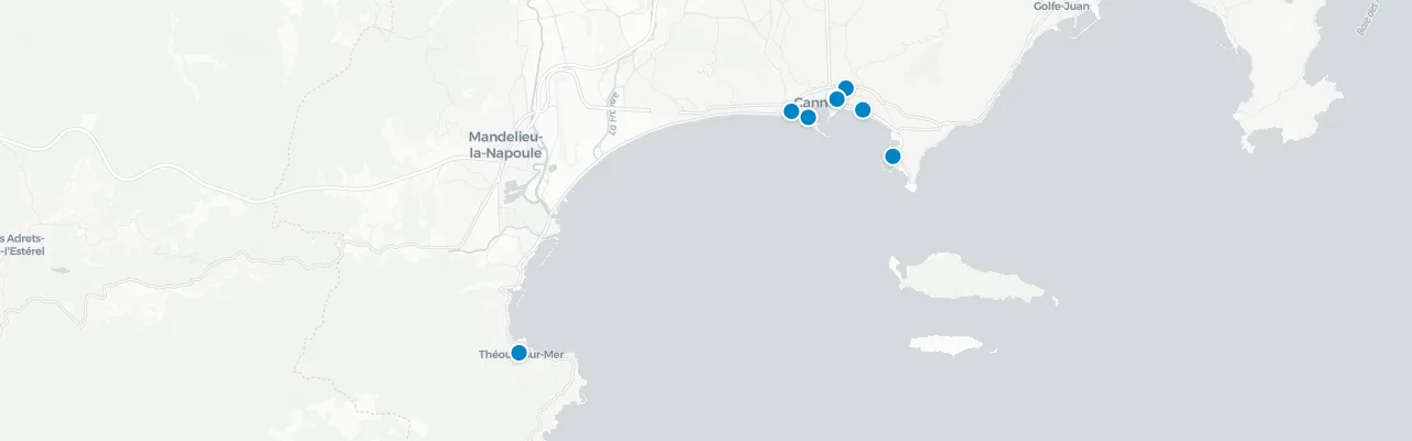 Map of rooftop venues in Cannes