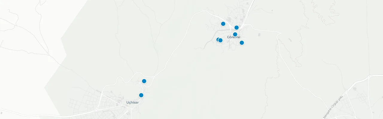 Map of rooftop venues in Cappadocia