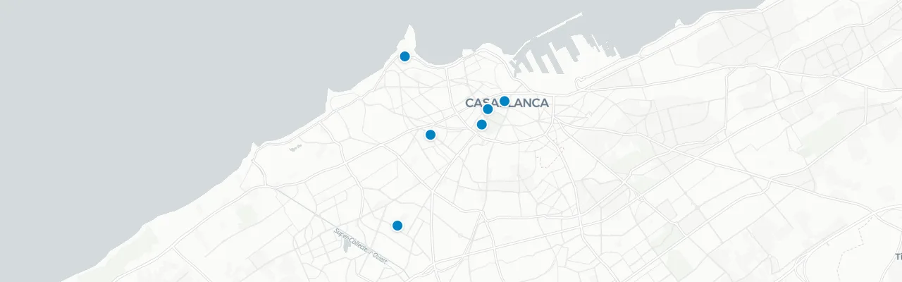 Map of rooftop venues in Casablanca