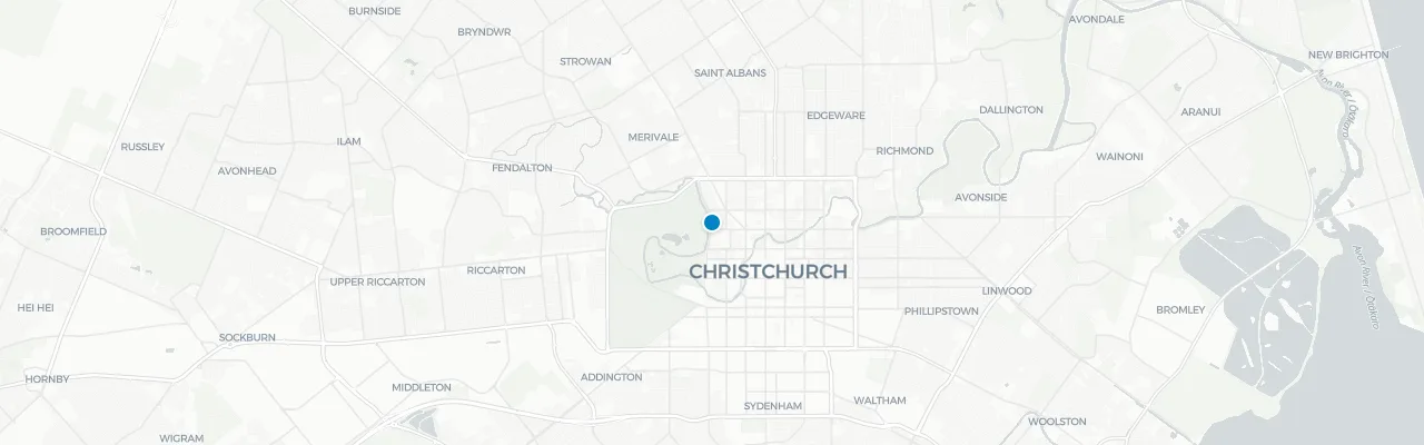 Map of rooftop venues in Christchurch