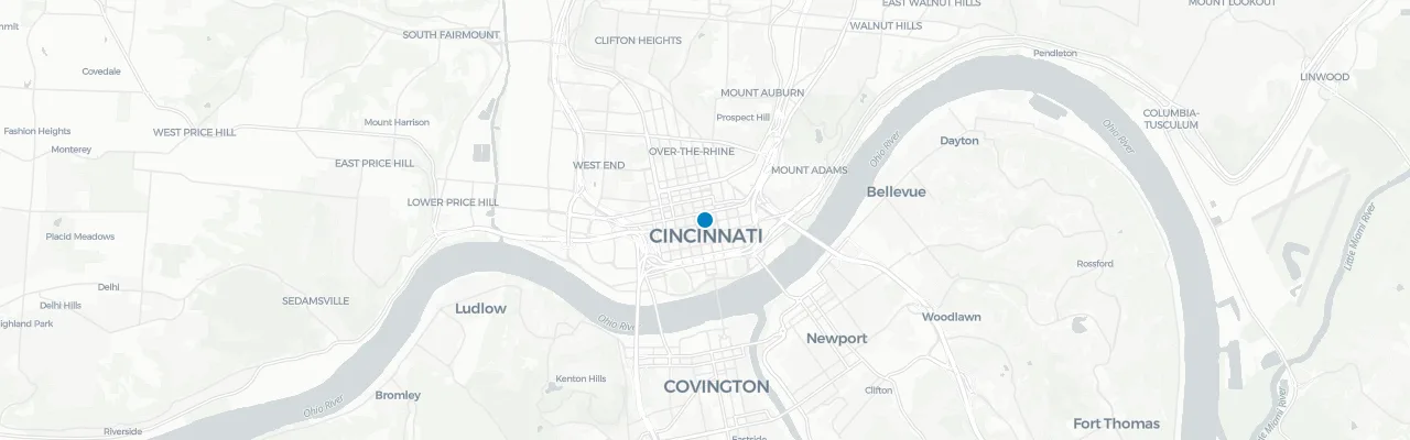 Map of rooftop venues in Cincinnati