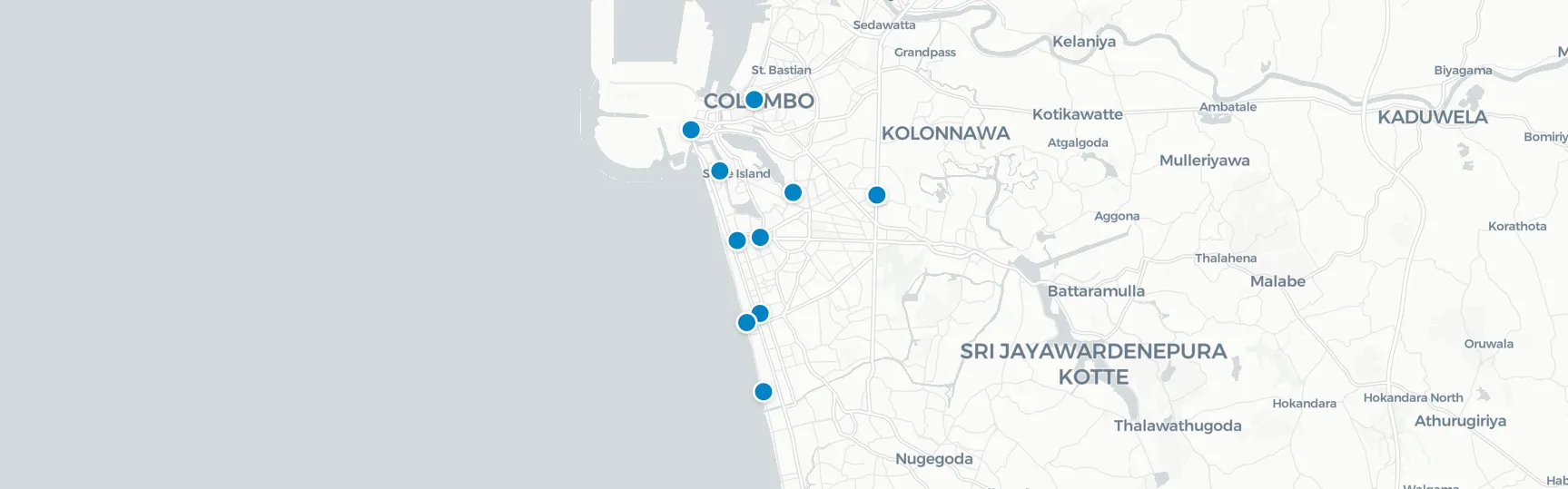 Map of rooftop venues in Colombo