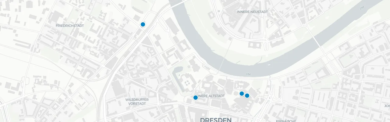 Map of rooftop venues in Dresden