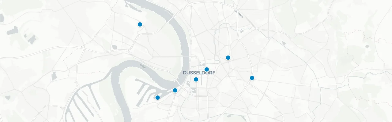 Map of rooftop venues in Duesseldorf