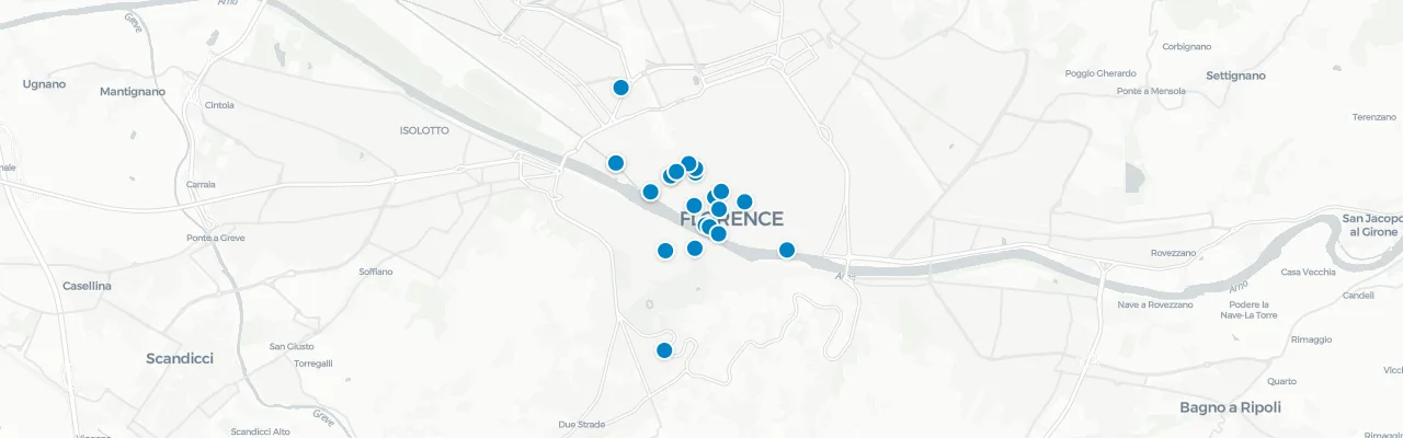 Map of rooftop venues in Florence
