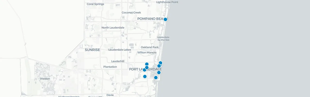 Map of rooftop venues in Fort Lauderdale