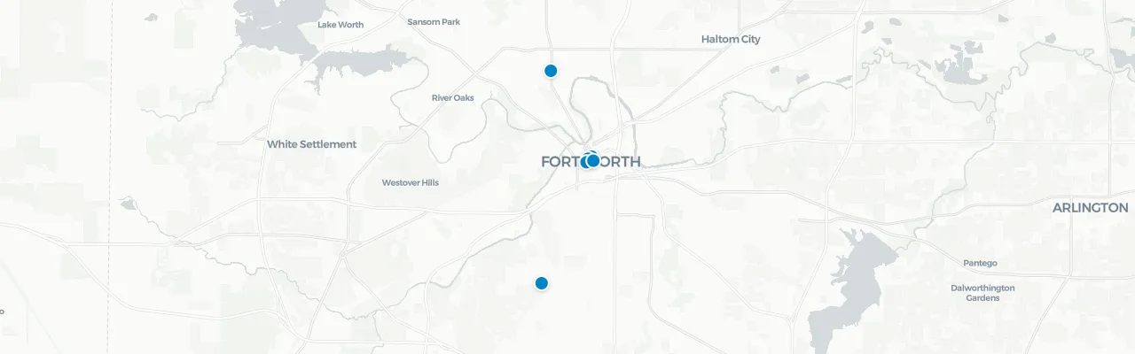 Map of rooftop venues in Fort Worth