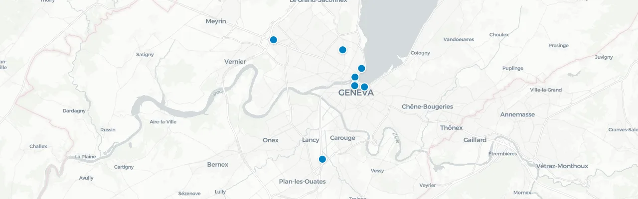 Map of rooftop venues in Geneva
