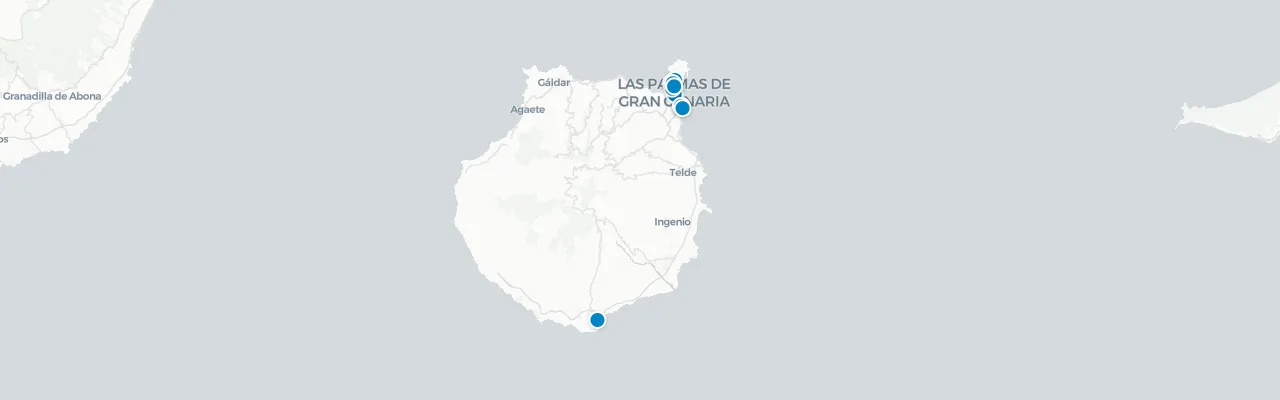 Map of rooftop venues in Gran Canaria