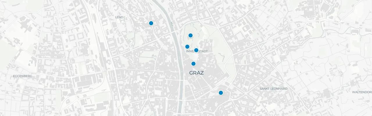 Map of rooftop venues in Graz