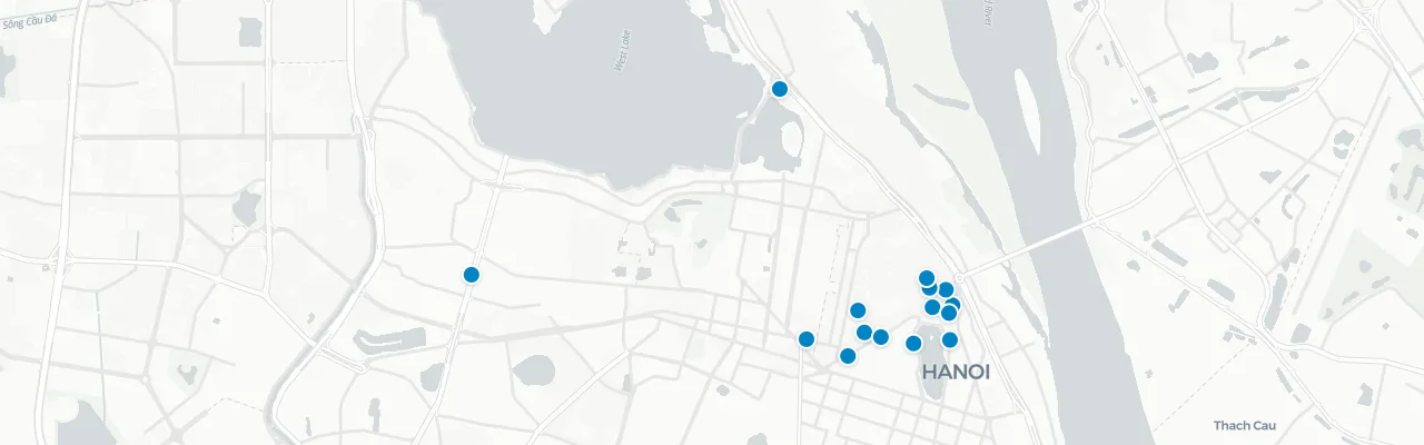 Map of rooftop venues in Hanoi