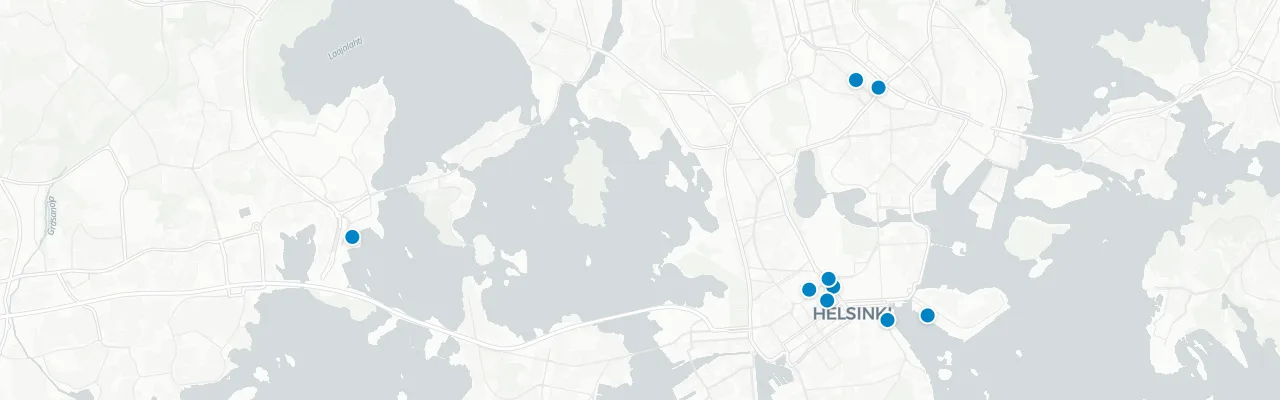 Map of rooftop venues in Helsinki