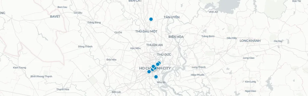 Map of rooftop venues in Ho Chi Minh City