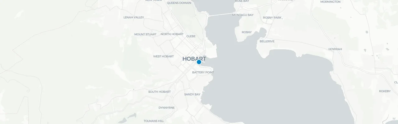 Map of rooftop venues in Hobart