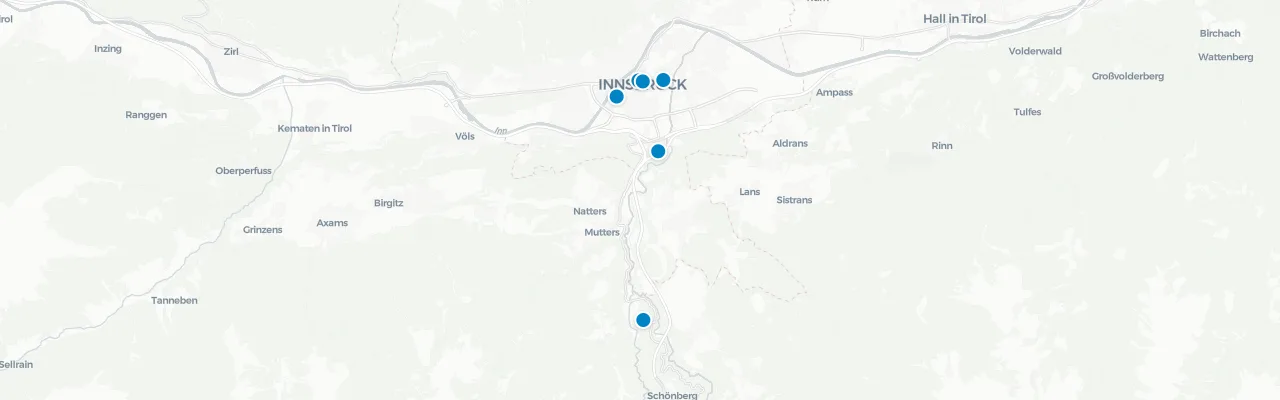 Map of rooftop venues in Innsbruck