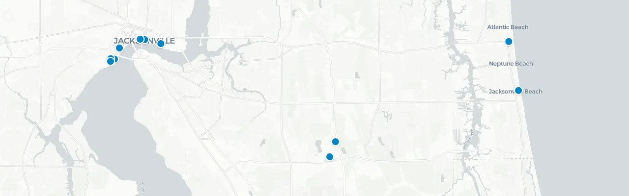 Map of rooftop venues in Jacksonville