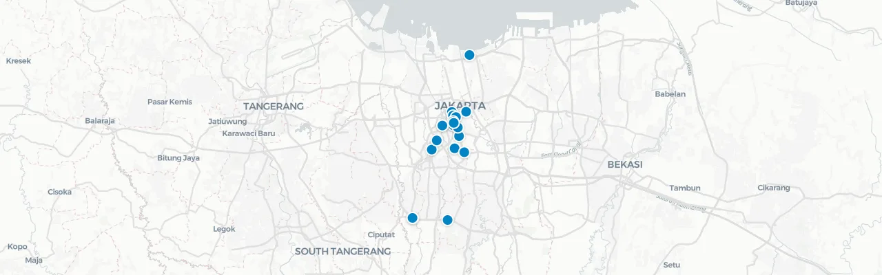 Map of rooftop venues in Jakarta