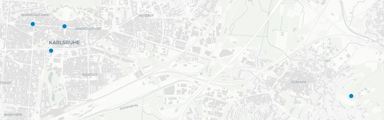 Map of rooftop venues in Karlsruhe