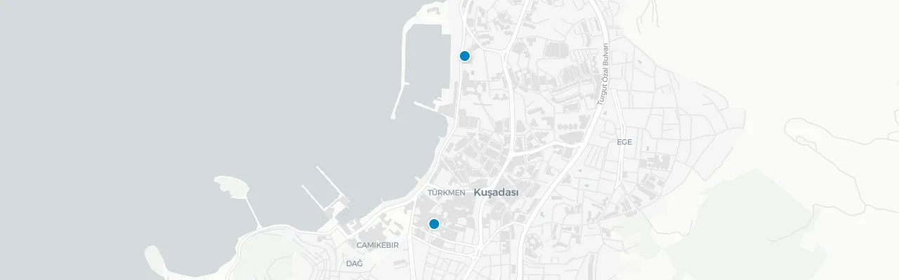 Map of rooftop venues in Kusadası