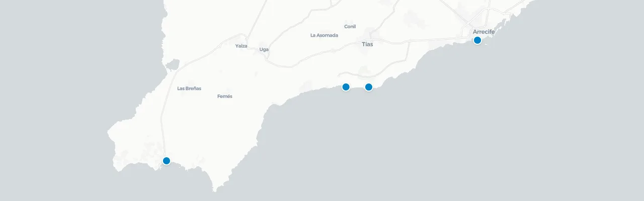 Map of rooftop venues in Lanzarote