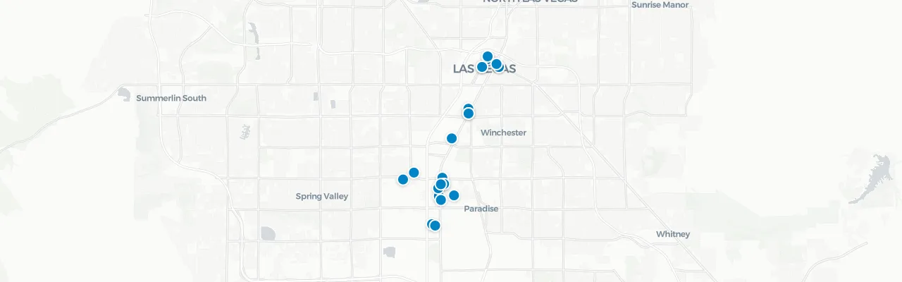 Map of rooftop venues in Las Vegas