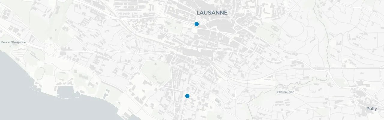 Map of rooftop venues in Lausanne