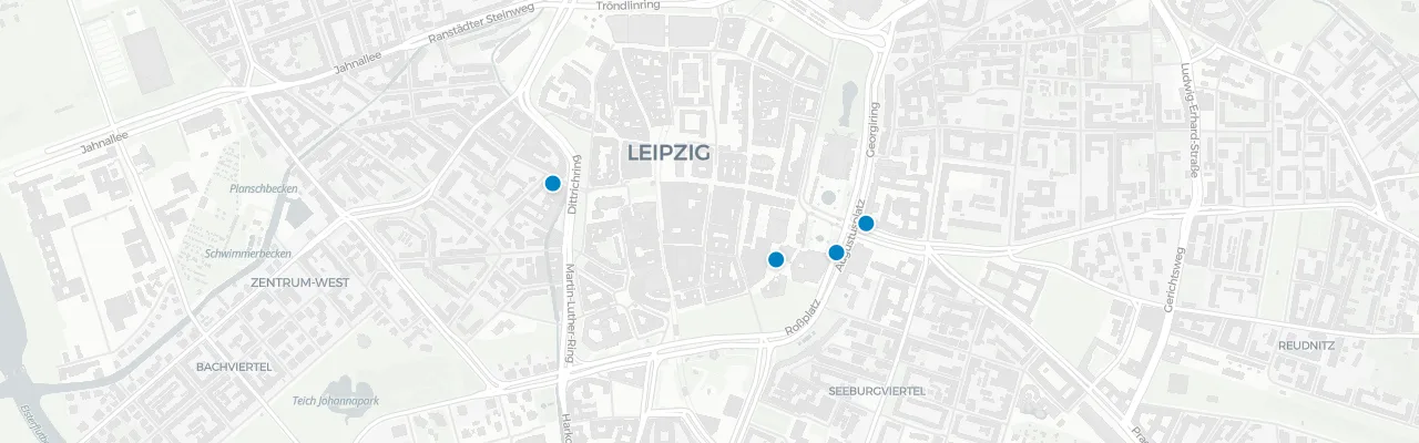 Map of rooftop venues in Leipzig