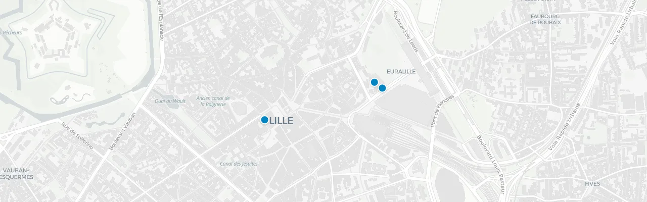 Map of rooftop venues in Lille