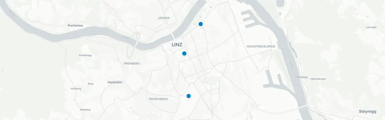Map of rooftop venues in Linz
