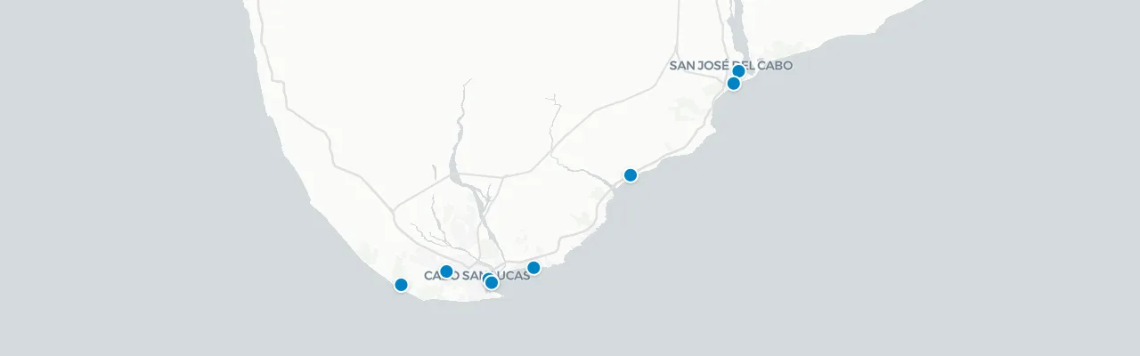 Map of rooftop venues in Los Cabos