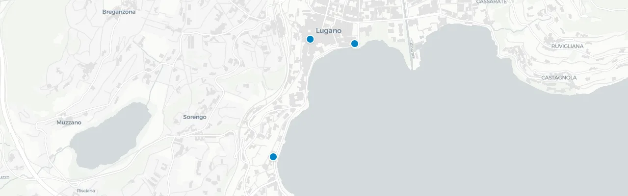 Map of rooftop venues in Lugano