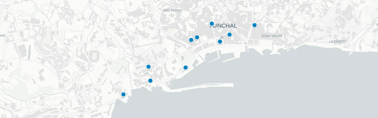 Map of rooftop venues in Madeira