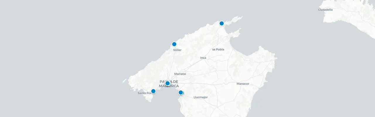 Map of rooftop venues in Mallorca