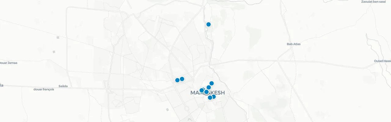 Map of rooftop venues in Marrakech