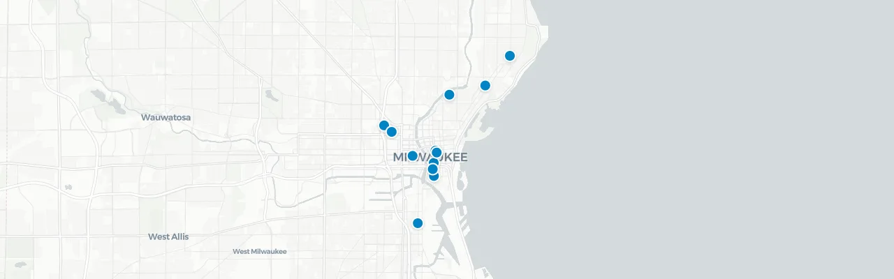 Map of rooftop venues in Milwaukee
