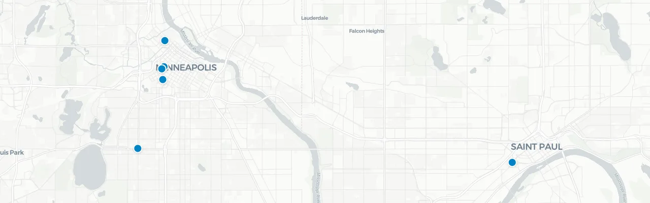 Map of rooftop venues in Minneapolis